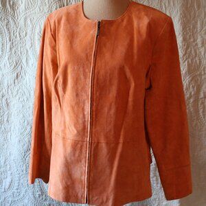 Terry Lewis Suede Leather Orange Full Zip Jacket SZ 1X